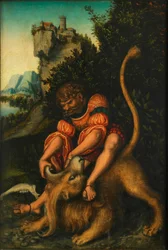 Samsons fight with the Lion  Samson battling with the lion